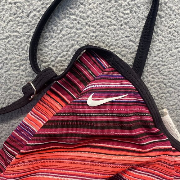 Nike Girls Swim Size 12 Tankini‎ Top Strappy Back Pink Purple Stripes Bra - Picture 6 of 11